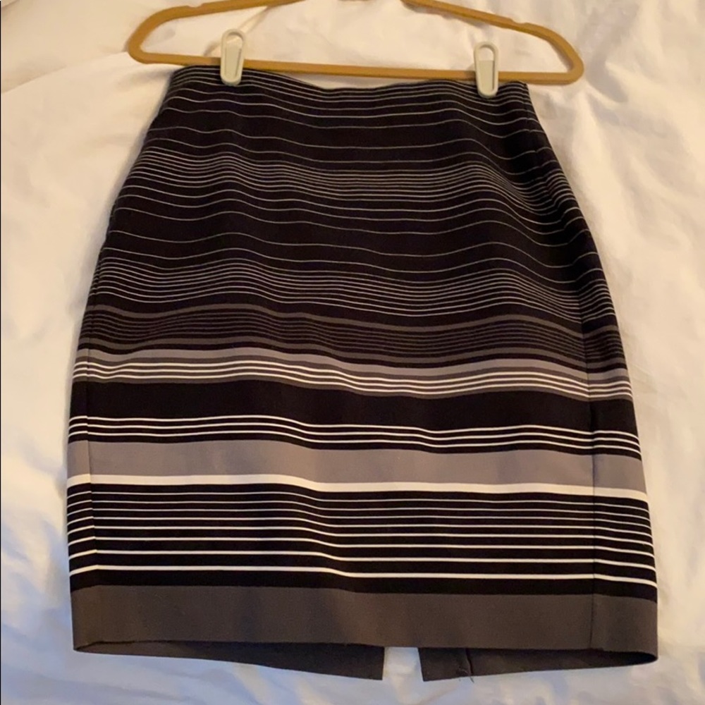 Black, white, and grey stripe pencil skirt
